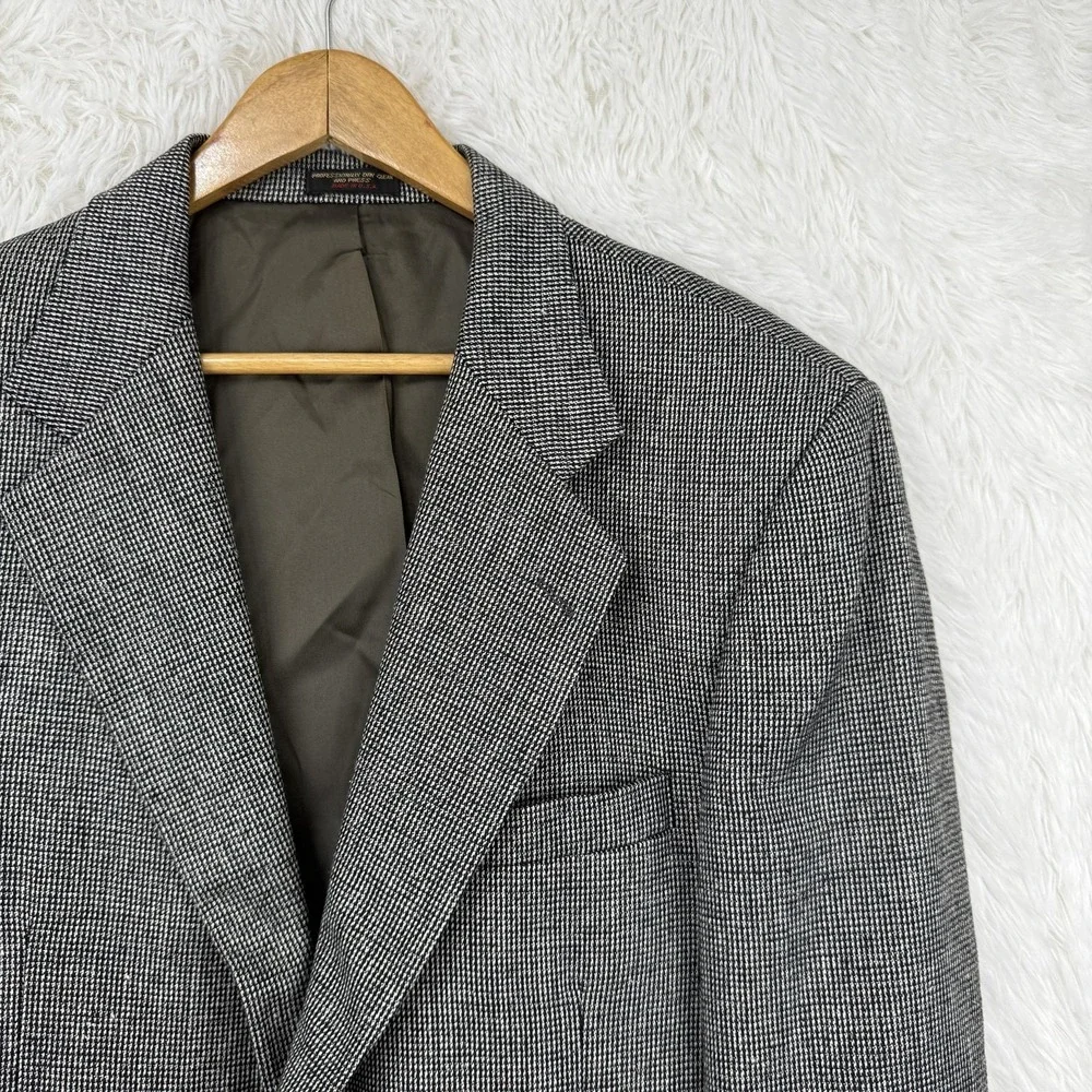 Andover Reed Mens Wool Blend Blazer Size 43R Gray Houndstooth‎ Sport Coat USA